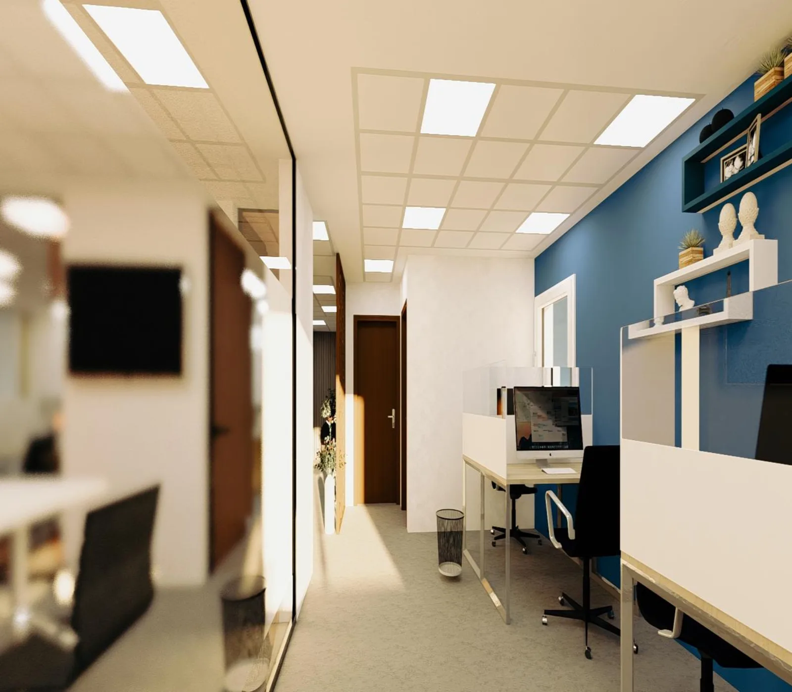 Open space des bureaux FIDEXIA à Casablanca, avec ses postes de travail